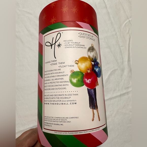 NIB Holiball Inflatable Holiday Ornament - Indoor/Outdoor 30” Ball - Pink - Picture 4 of 11